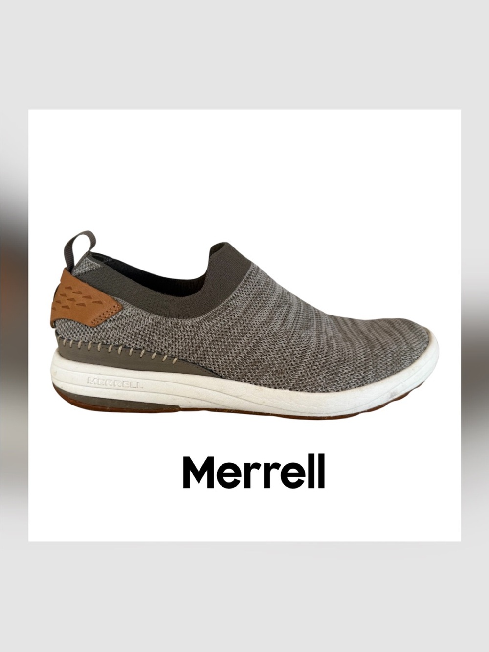 Merrell Women's Slip-On Knit Sneaker in Khaki and Brown